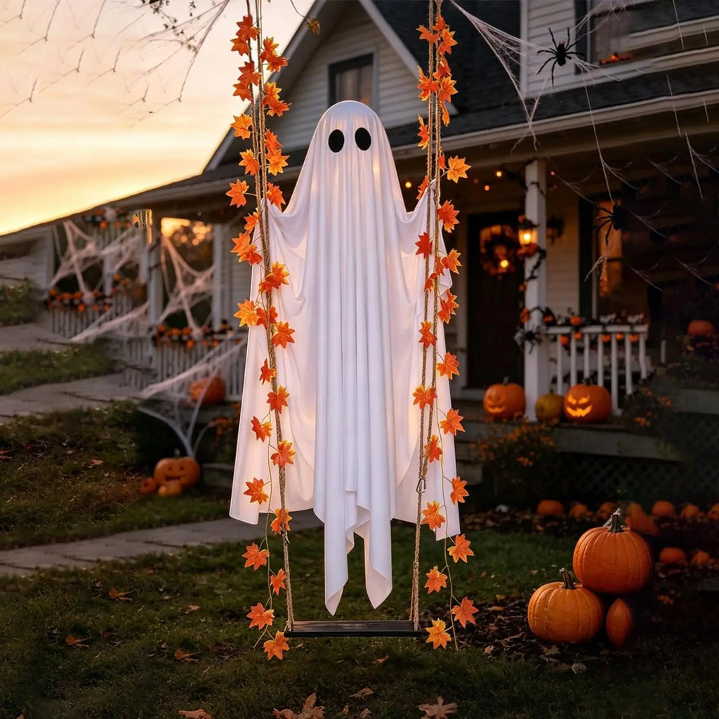 Wiszący duch Halloween z oświetleniem LED i pilotem | Spokaty