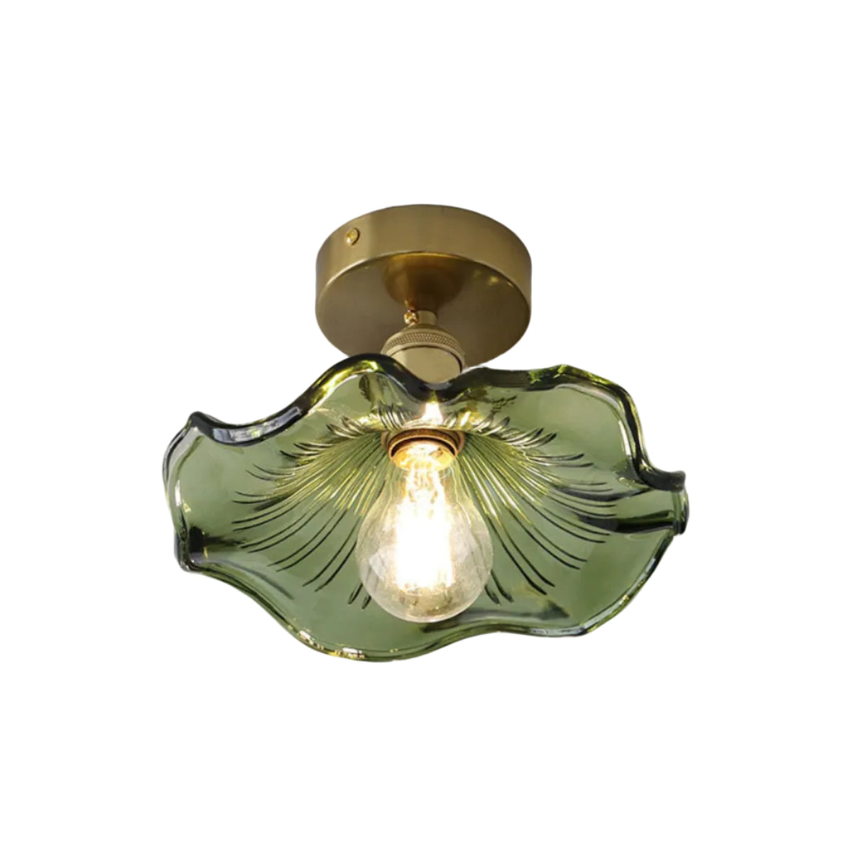 Blomsterformet LED loftlampe i glas og metal med hibiscusdesign | Zélie