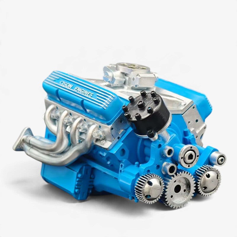 Mini V8 benzinmotor byggesæt med metaldele og CDI-tænding | Chargabuc