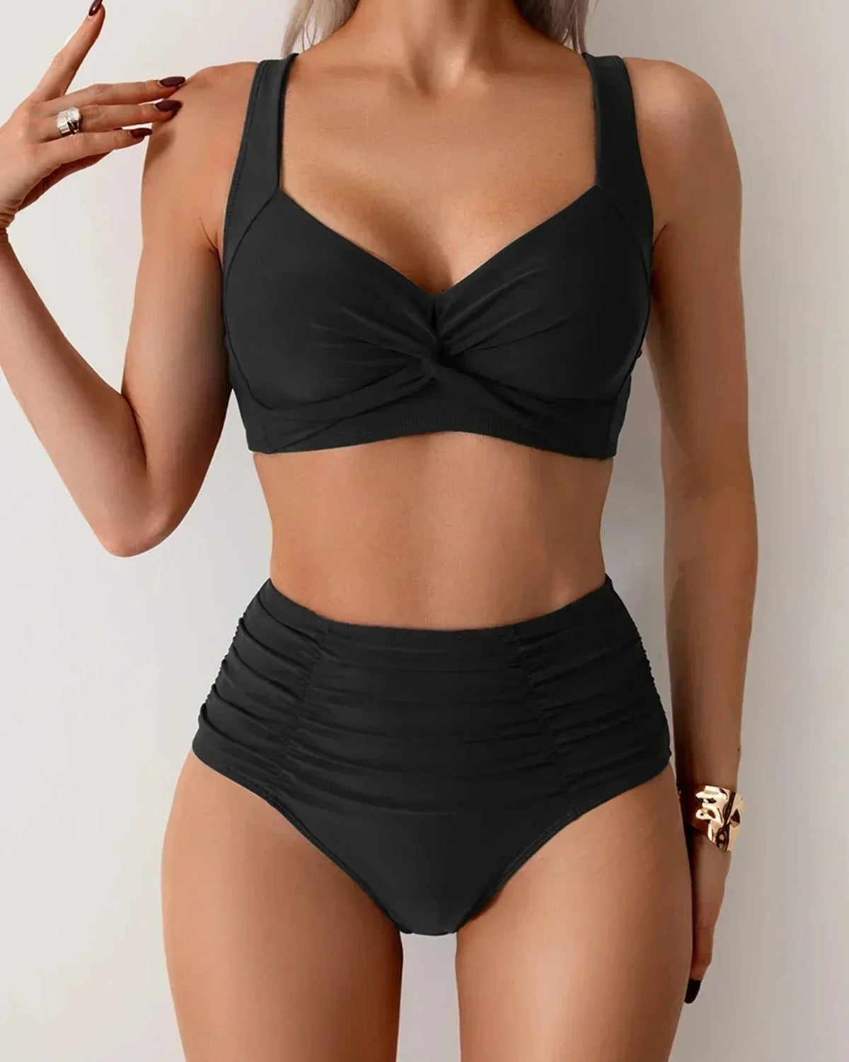 Bikini bandeau, marszczone, elastyczne, na lato | Lureza