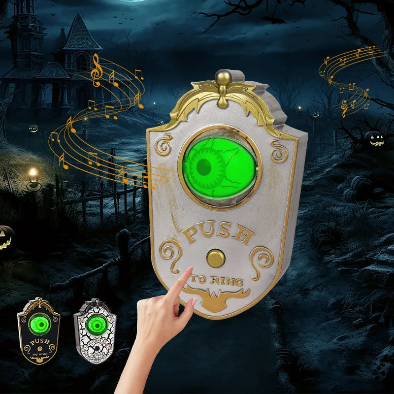 Dekoracyjny dzwonek do drzwi na Halloween ze światłem i efektami dźwiękowymi | Ramiro