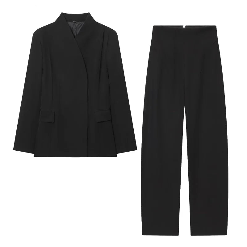 Elegancki dopasowany kombinezon, dwuczęściowy komplet casualowy | Vexon