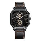 Square Armbåndsur Kvarts Læderrem Analog Design | Velmoro