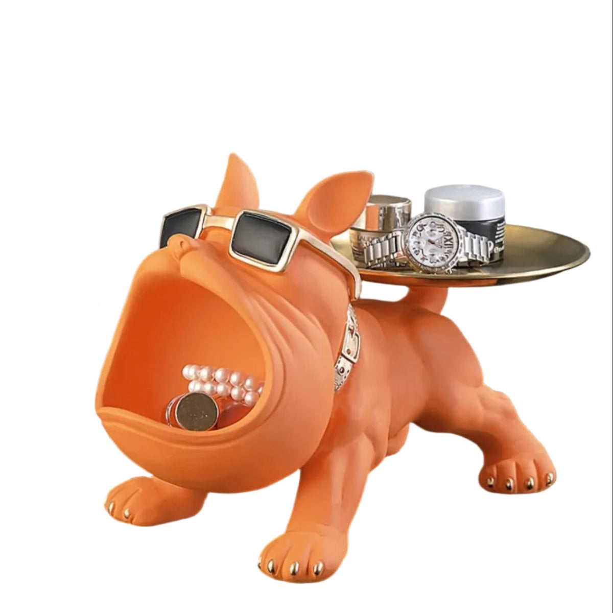 Ceramiczna figurka buldoga z wbudowaną tacką na klucze, biżuterię i dekoracje | Guy
