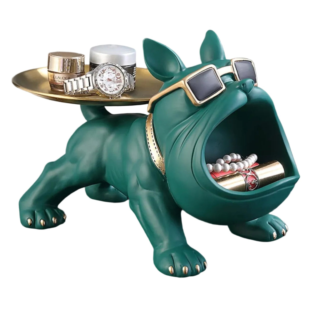 Ceramiczna figurka buldoga z wbudowaną tacką na klucze, biżuterię i dekoracje | Guy