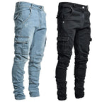 Lange cargo jeans til mænd med sidelommer og slim fit | Javier