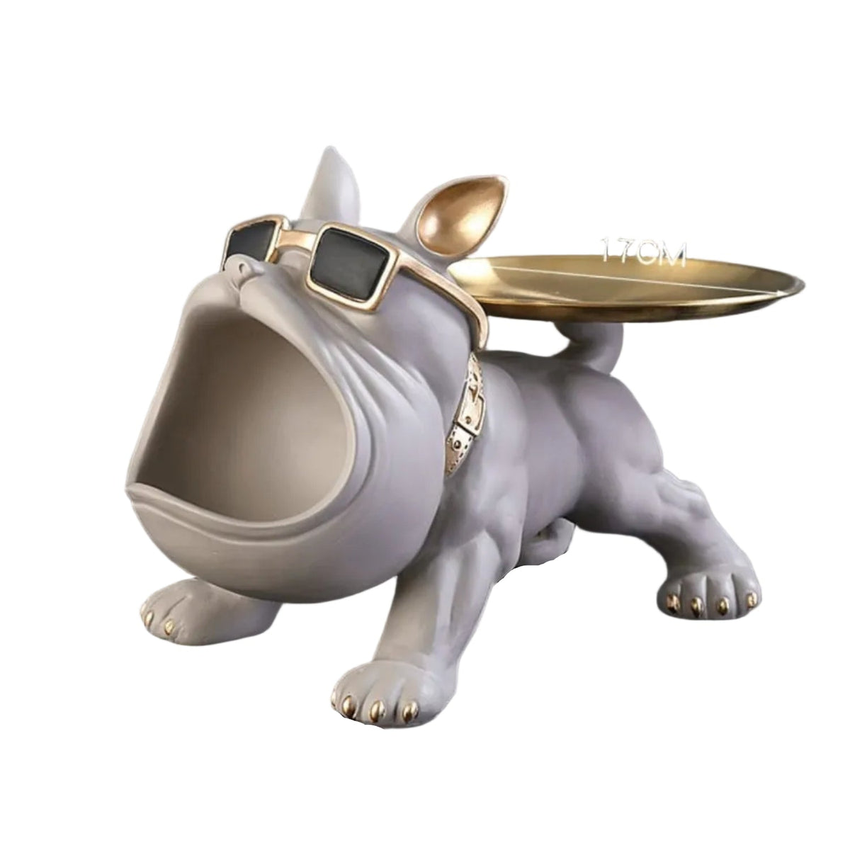 Ceramiczna figurka buldoga z wbudowaną tacką na klucze, biżuterię i dekoracje | Guy