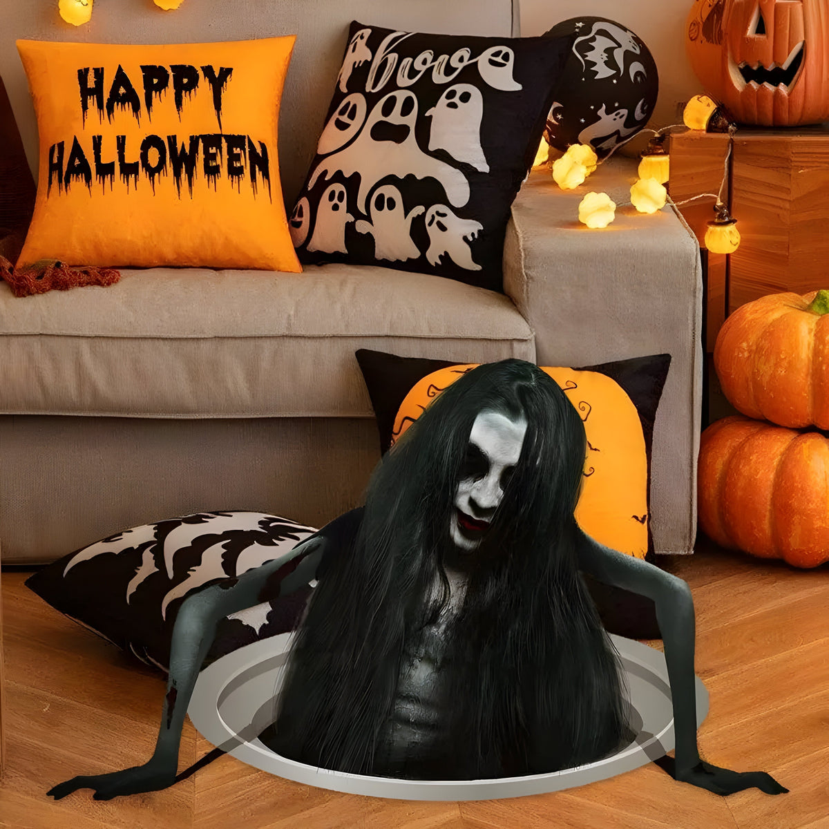 Selvklæbende Halloween klistermærker med sort hårdesign til glatte overflader | Morgane