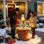 Solcelledrevet juledekoration med snemand og LED-lys | Snowy