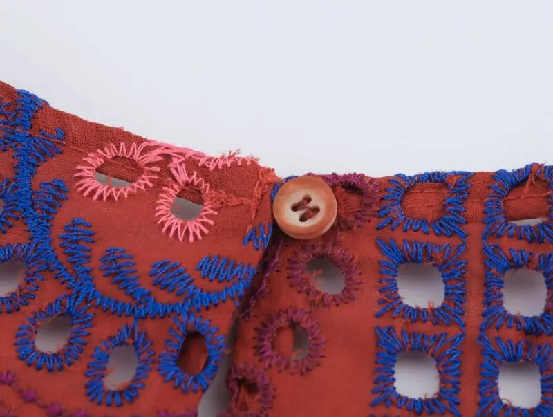 Haftowany boho komplet na lato: top i spódnica | Camelia