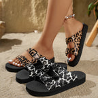 Leopard Slippers Spænde Komfort Sommer | Esteja