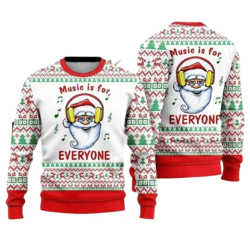 Unisex julesweatshirt med 3D-print rund hals lange ærmer let polyester | Noël