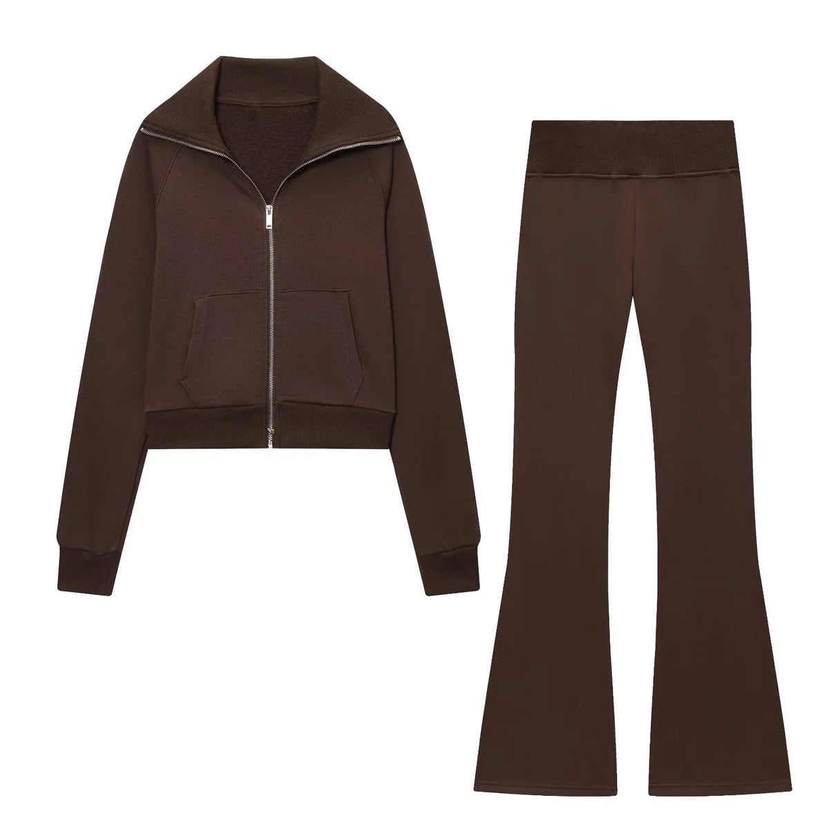 Damski komplet Slim Fit z rozkloszowanymi nogawkami Poliester | Isabel