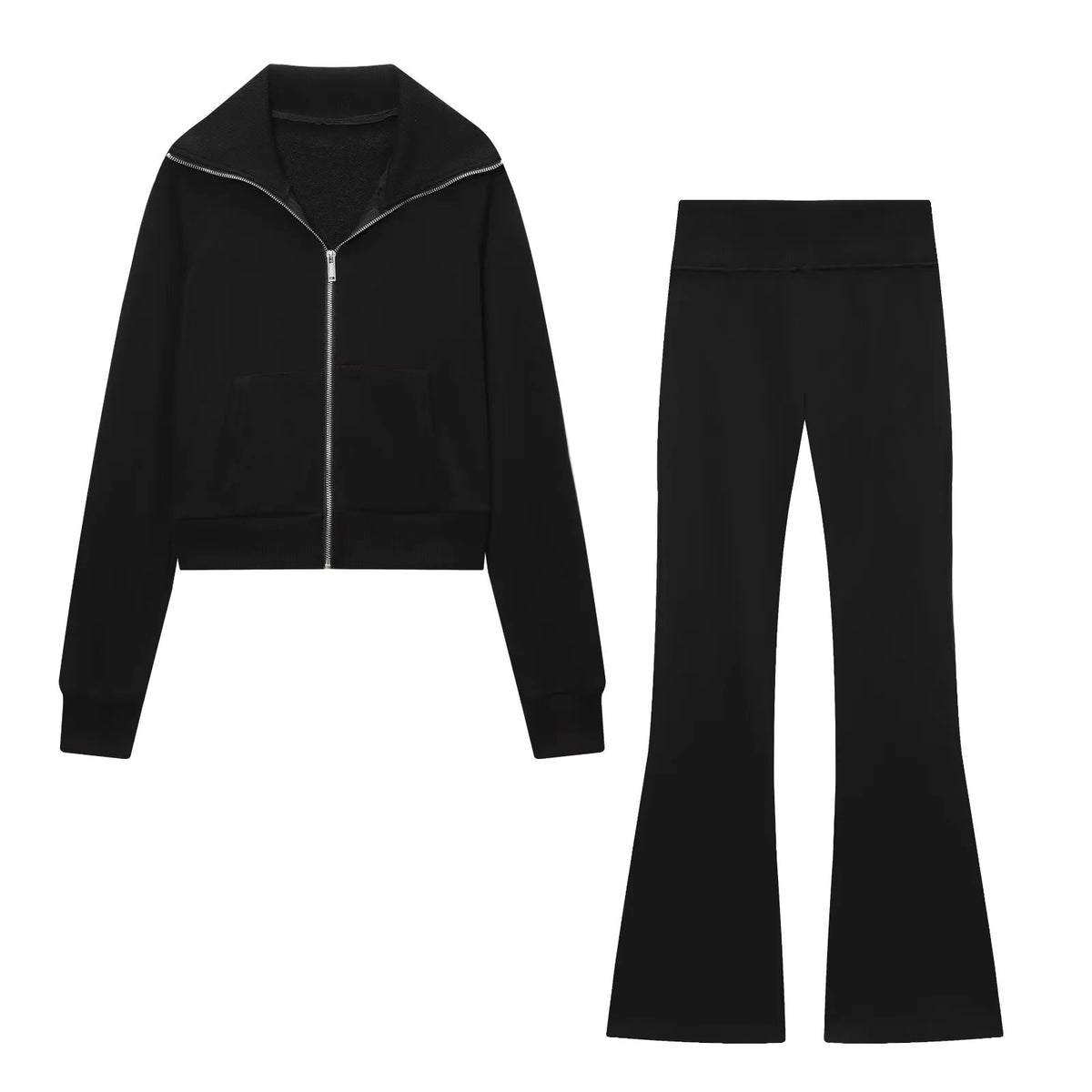 Damski komplet Slim Fit z rozkloszowanymi nogawkami Poliester | Isabel