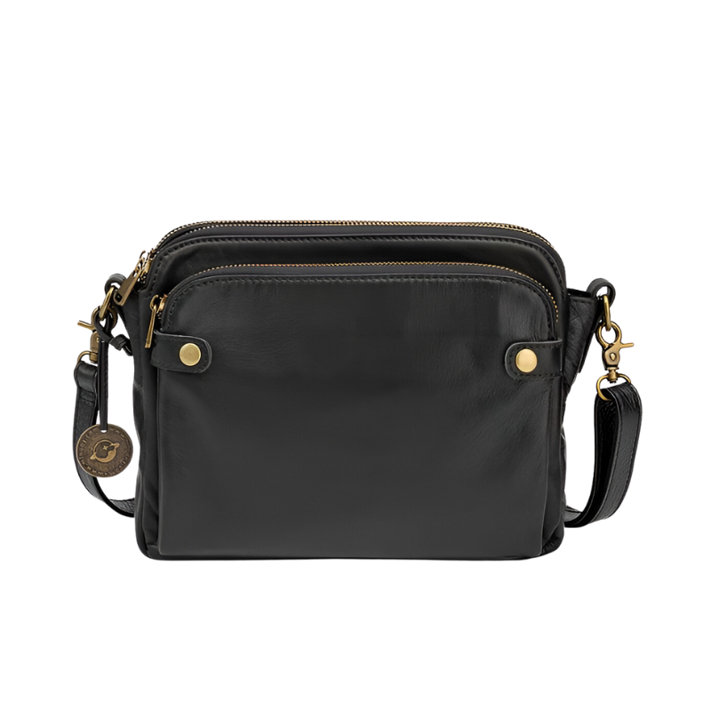 Læder crossbody skuldertaske med justerbar rem og lynlåslukning | Nimble