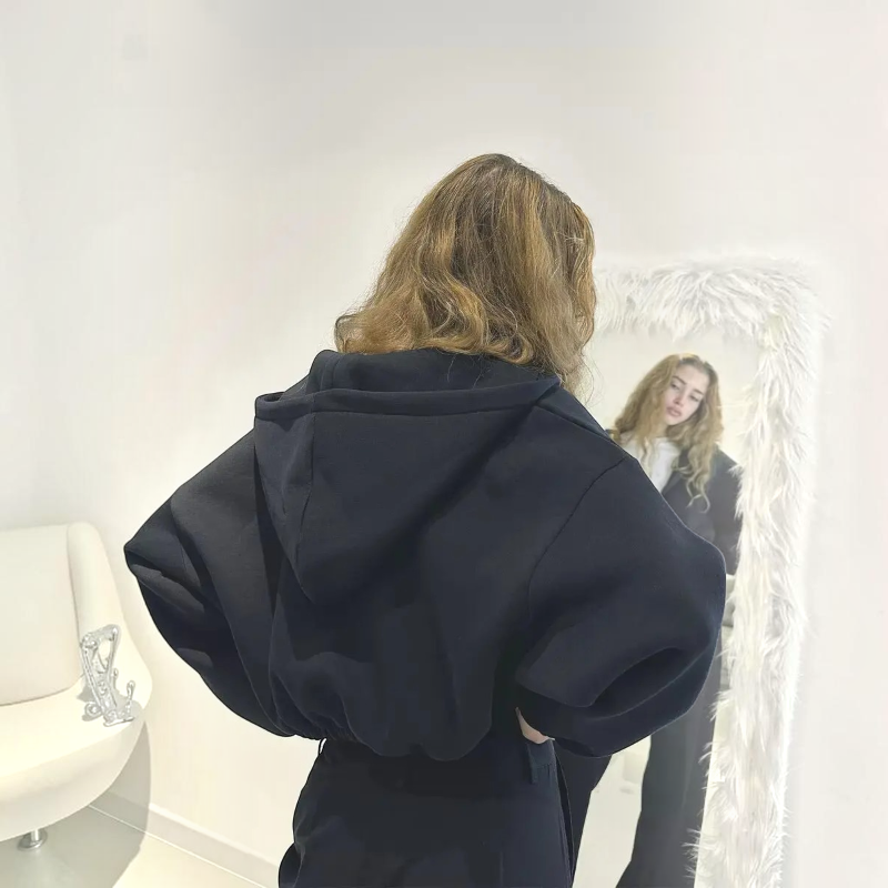 Bluza z kapturem na suwak, oversize, lekka | Vintera