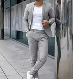 Alviro Senn Herre Linned Sæt Sommer Slim Fit Elegant Åndbart