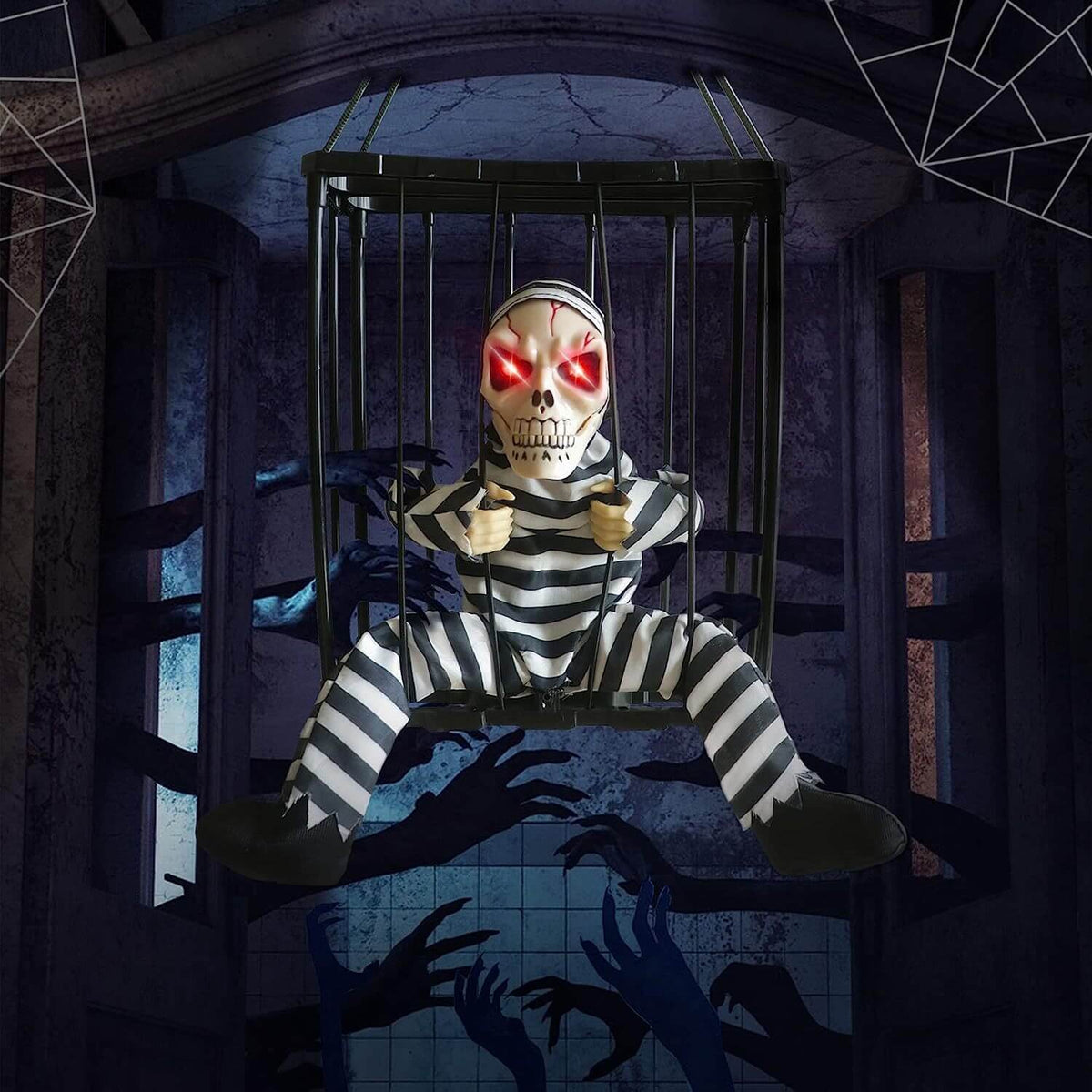 Dekoracja szkieletu Czujnik Dźwięk Klatka Halloween | CageRattle