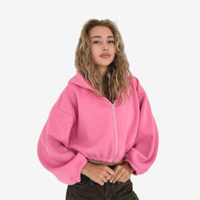 Bluza z kapturem na suwak, oversize, lekka | Vintera