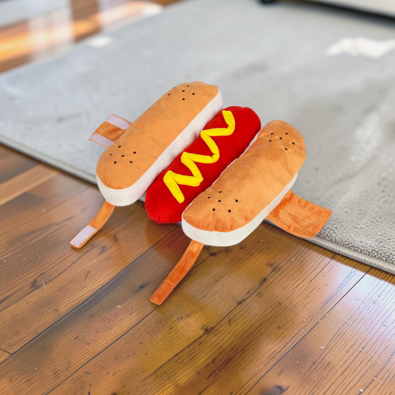 Kostium psa hot doga z miękkiego poliestru na Halloween, zapinany na rzep | Barnabé
