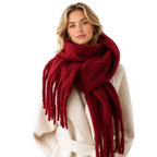 Langt damesjal i kashmir-look med frynser let design 240 cm | Isabelle