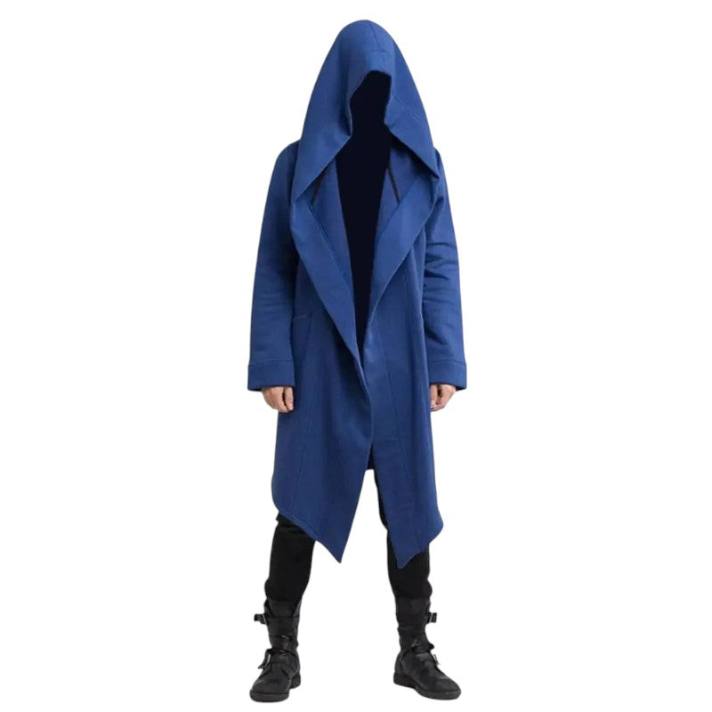 Lang herre hoodie cardigan med hætte åben front løs pasform | Maurice
