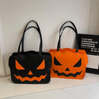 Torebka na ramię z motywem dyni, kompaktowa torba z PU na imprezy halloweenowe | Ximena