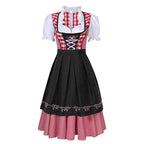 Damski zestaw dirndl z kraciastymi szelkami, bluzką i spódnicą na Oktoberfest | Mathilde