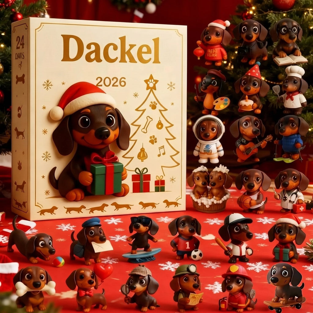 Dackel Adventskalender med 24 genanvendelige juleophæng | FriendAdvent