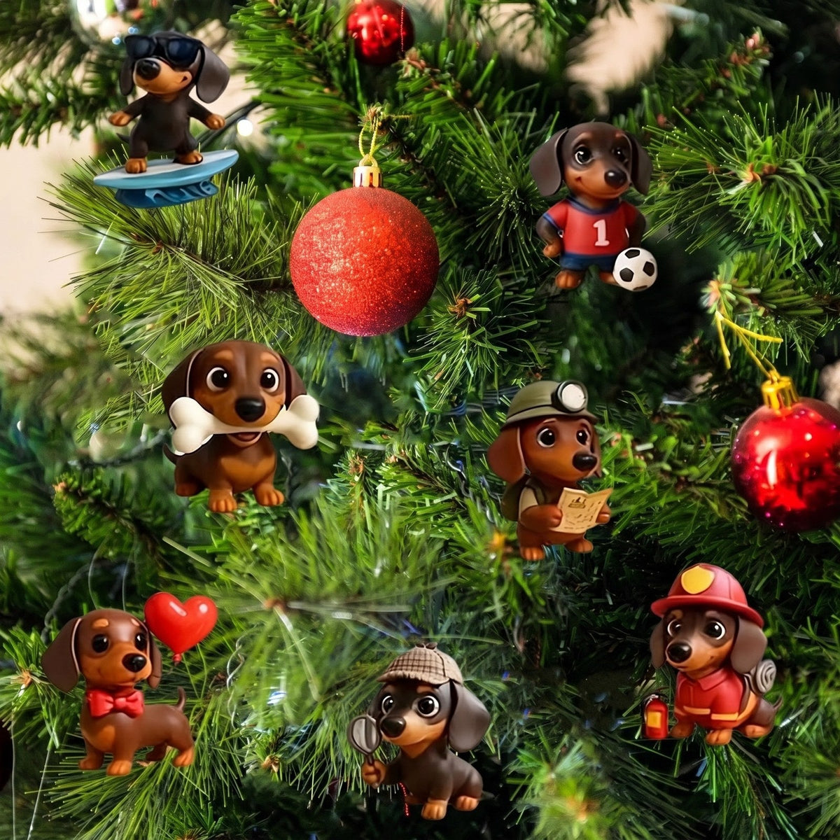 Dackel Adventskalender med 24 genanvendelige juleophæng | FriendAdvent
