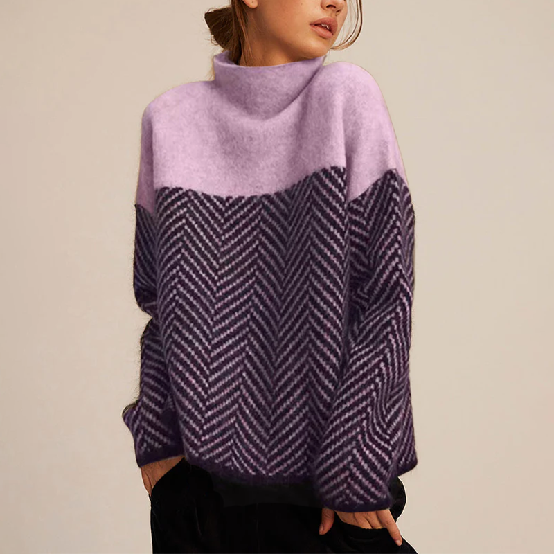 Blød rullekrave i faux cashmere med struktureret strik | Thessa