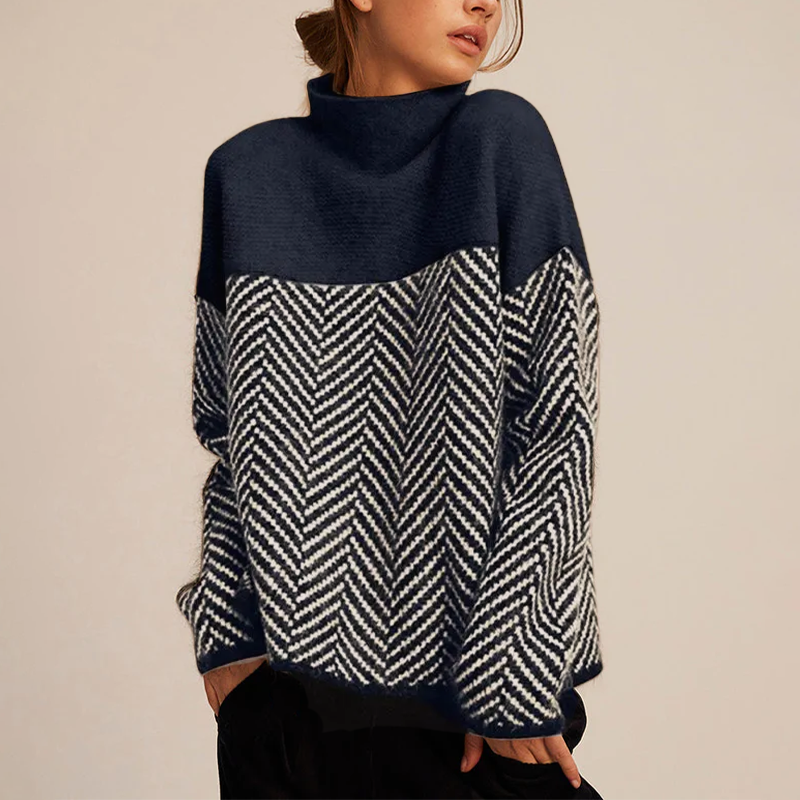 Blød rullekrave i faux cashmere med struktureret strik | Thessa