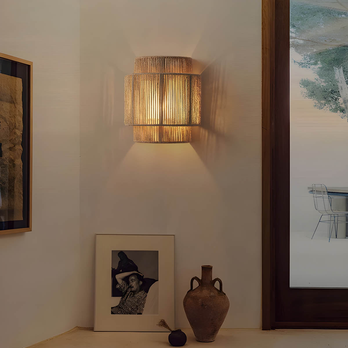 Lampa ścienna LED o splątanym designie, naturalne materiały, ciepłe światło | Vitoria