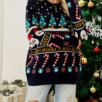Festlig Oversized Julesweater Med Rundhals Og Strikket Mønster | Marie