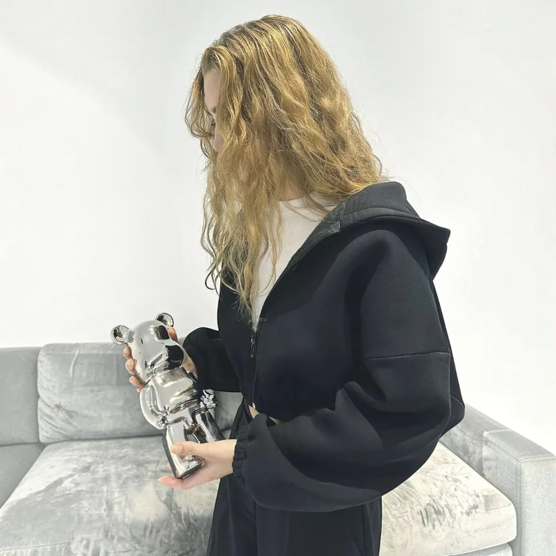 Bluza z kapturem na suwak, oversize, lekka | Vintera