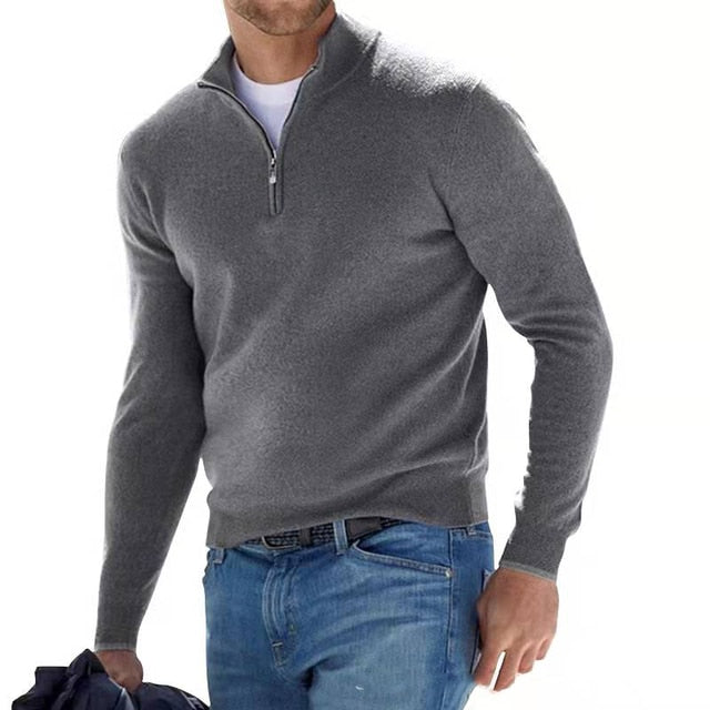 Sweter z dekoltem w serek i zamkiem Komfort Casual | Virex