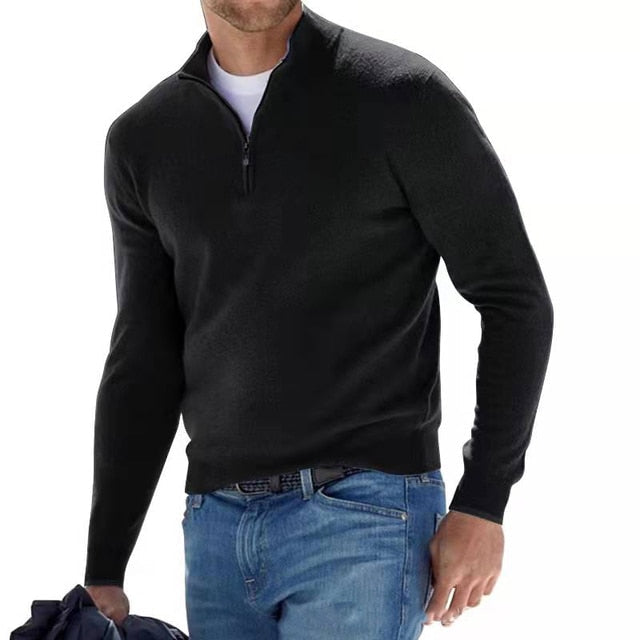 Sweter z dekoltem w serek i zamkiem Komfort Casual | Virex