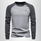 Langærmet herre T-shirt med raglanærmer rund hals og regular fit | Bastien