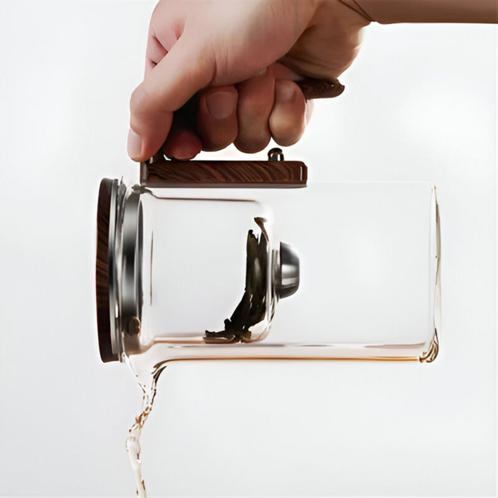 Glastekande i borosilikatglas med rustfrit tefilter til løs te | Noël