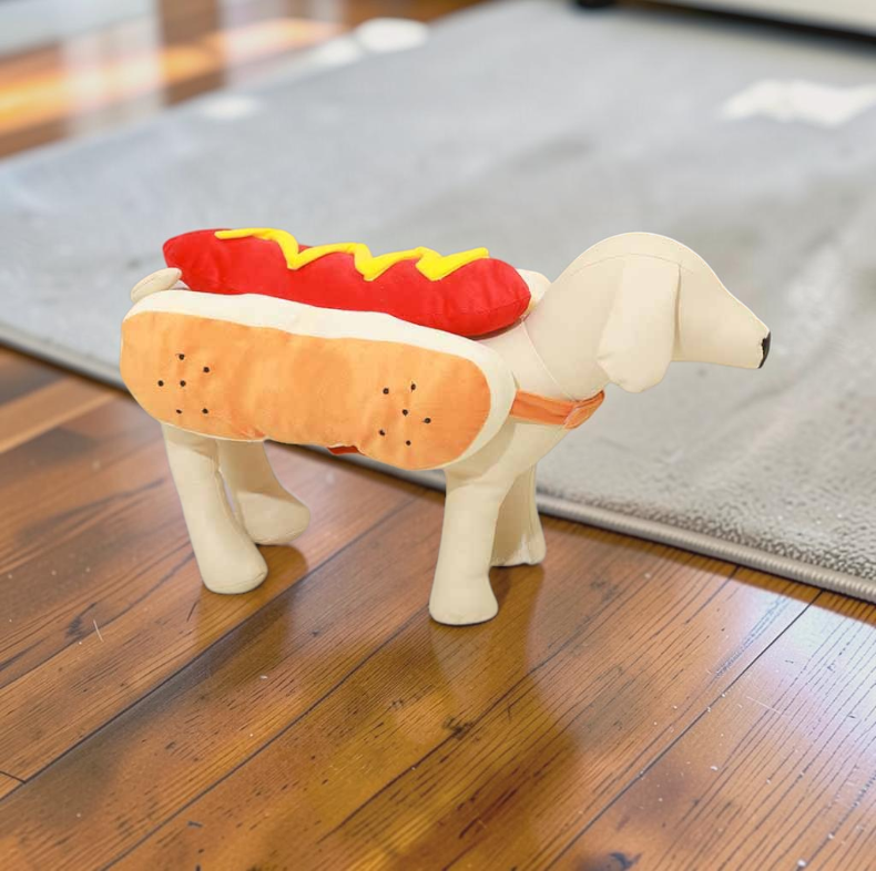 Kostium psa hot doga z miękkiego poliestru na Halloween, zapinany na rzep | Barnabé