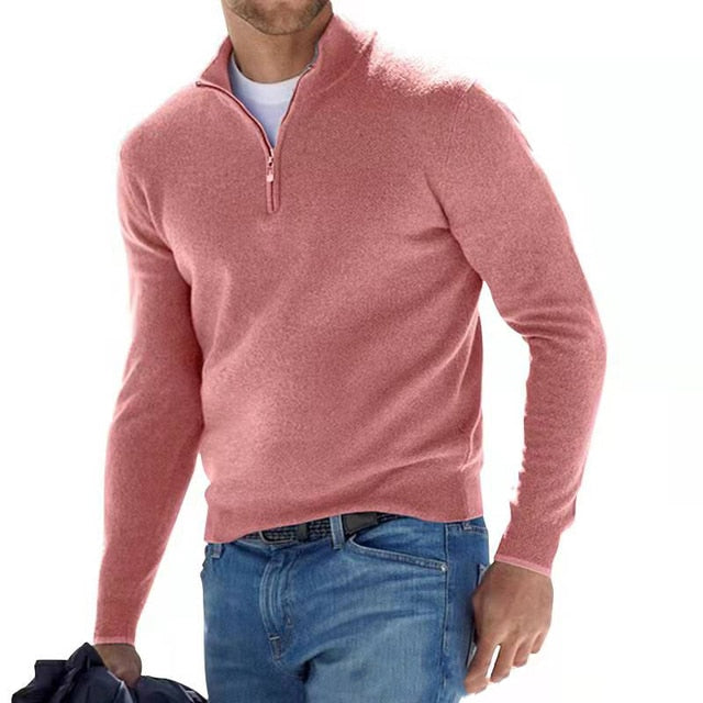Sweter z dekoltem w serek i zamkiem Komfort Casual | Virex