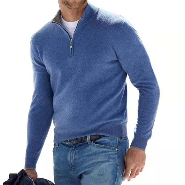 Sweter z dekoltem w serek i zamkiem Komfort Casual | Virex