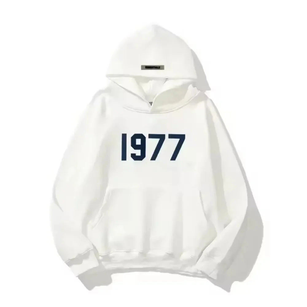 Bluza z kapturem o oversize’owym kroju z nadrukiem 1977, z miękkiego materiału, w stylu streetwear, zapewniająca komfort | Orvex