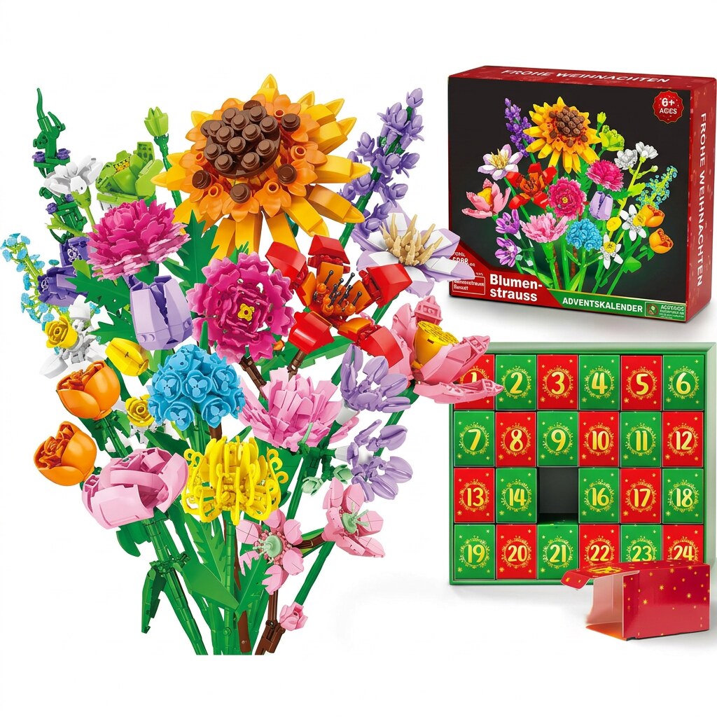 Adventskalender med 24 blomsterbyggeklodser til sammensætning | Beatriz