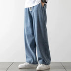 Baggy jeansy z elastyczną talią Lekko sprany denim | Calvix
