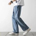 Baggy jeansy z elastyczną talią Lekko sprany denim | Calvix