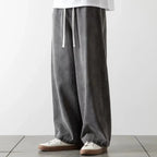 Baggy jeansy z elastyczną talią Lekko sprany denim | Calvix