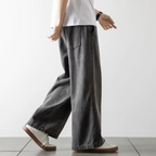 Baggy jeansy z elastyczną talią Lekko sprany denim | Calvix