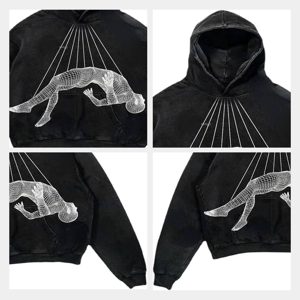 Uniseksowa bluza z kapturem, nadrukiem graficznym i luźnym designem streetwearowym | Noah