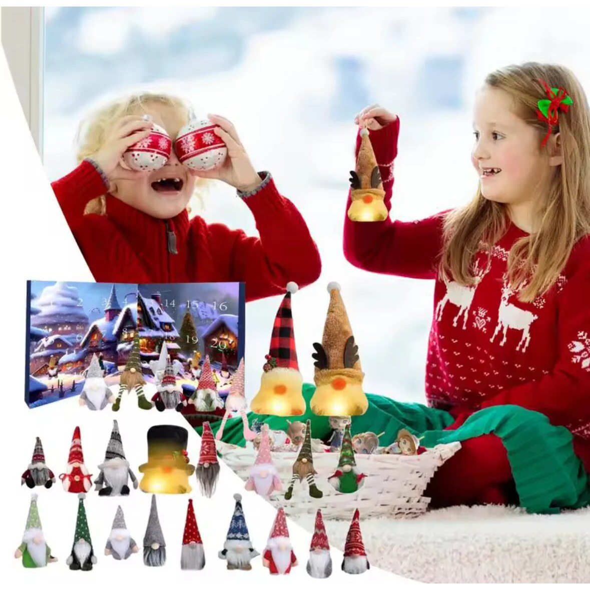Farverig adventskalender med 24 unikke Wichtel-figurer | NisseAdvent
